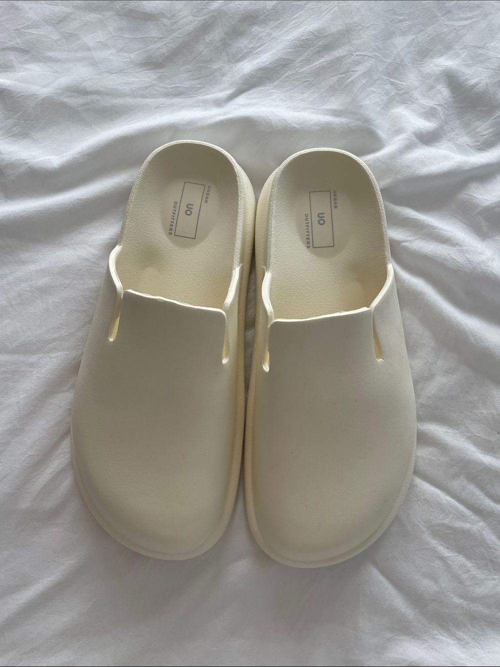 Urban Outfitters Cream Foam Slip-On Clog Mules